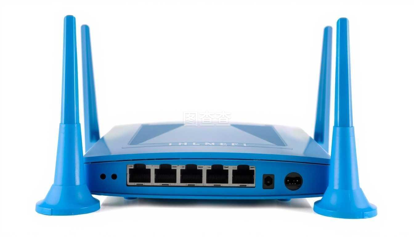 蓝色双天线路由器 家庭互联网的连接枢纽
